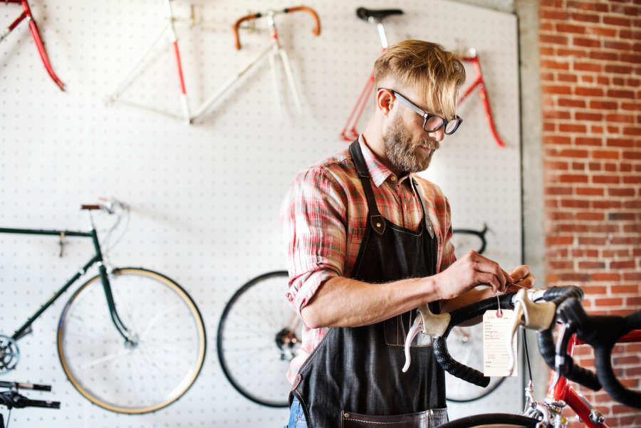 Bike mechanic at work